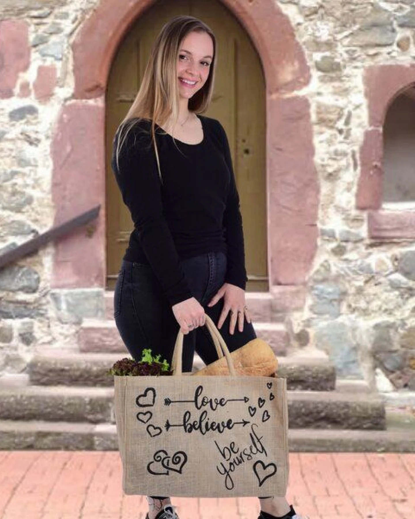 Domelo große Jute Einkaufskorb, Vegane Einkaufstasche nachhaltige Handtasche/ Shopper – Ansicht 2