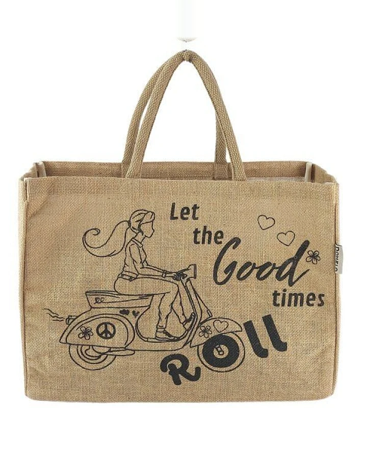 Domelo große Jute Einkaufskorb, Vegane Einkaufstasche nachhaltige Handtasche/ Shopper