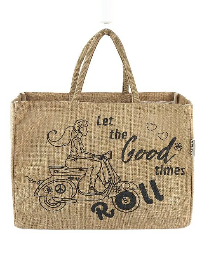 Domelo große Jute Einkaufskorb, Vegane Einkaufstasche nachhaltige Handtasche/ Shopper