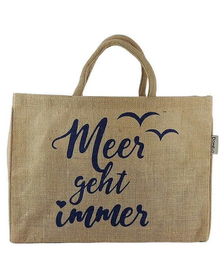 Domelo große Jute Einkaufskorb, Vegane Einkaufstasche nachhaltige Handtasche/ Shopper