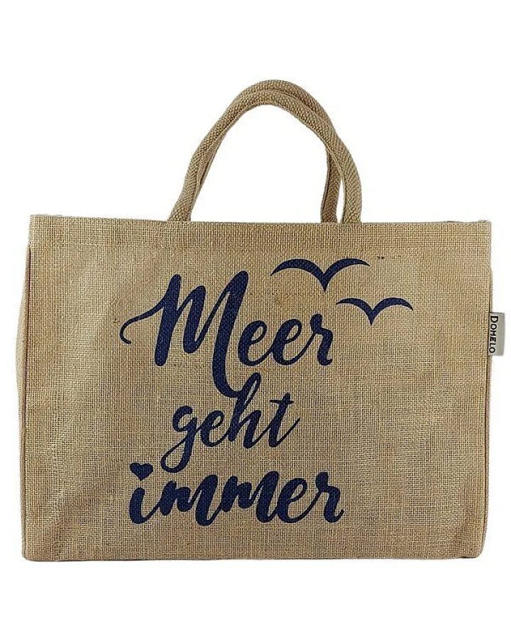 Domelo große Jute Einkaufskorb, Vegane Einkaufstasche nachhaltige Handtasche/ Shopper