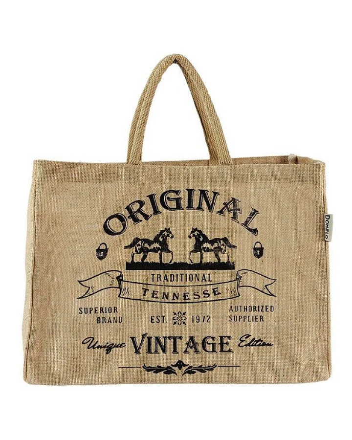 Domelo große Jute Einkaufskorb, Vegane Einkaufstasche nachhaltige Handtasche/ Shopper