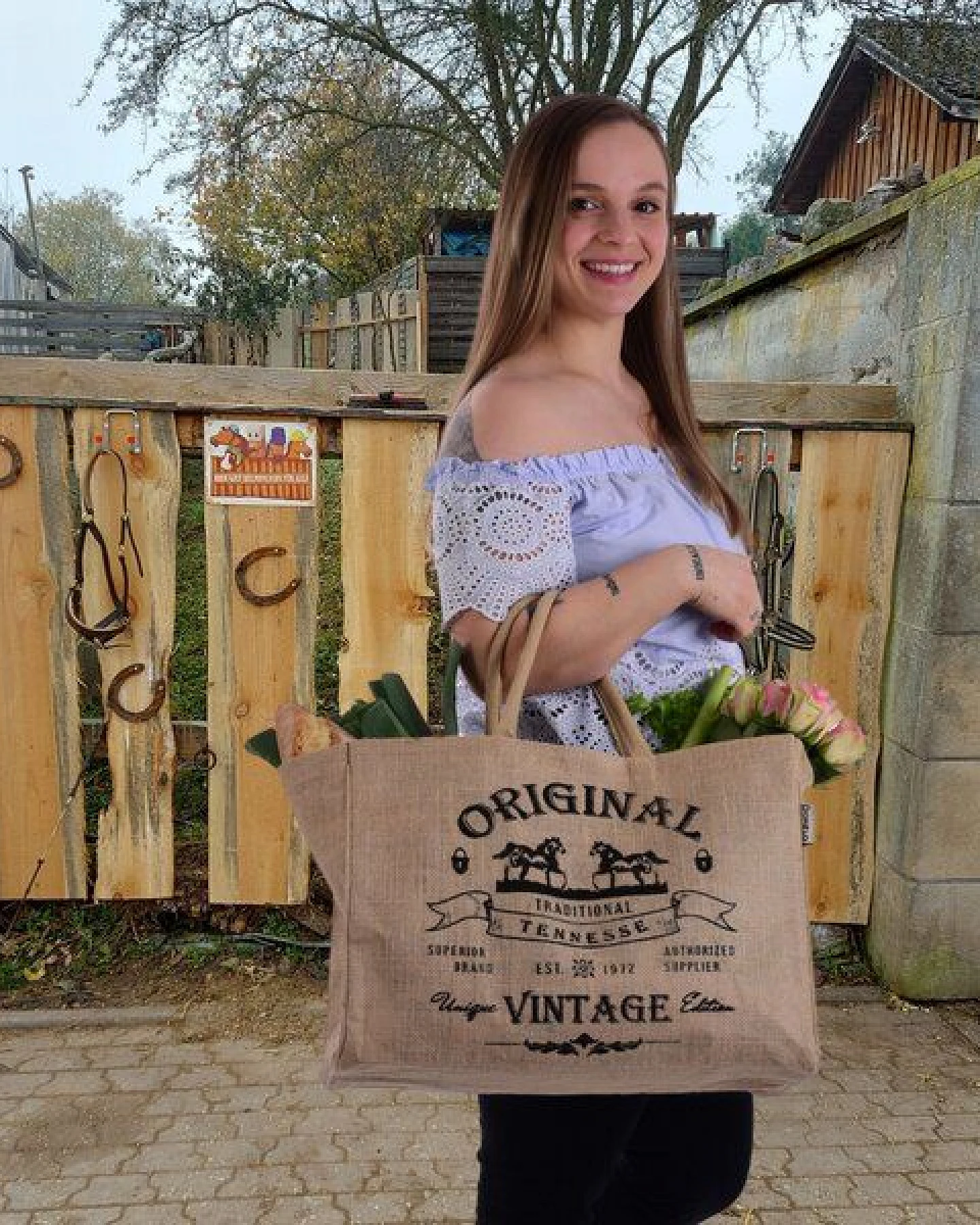 Domelo große Jute Einkaufskorb, Vegane Einkaufstasche nachhaltige Handtasche/ Shopper – Ansicht 2