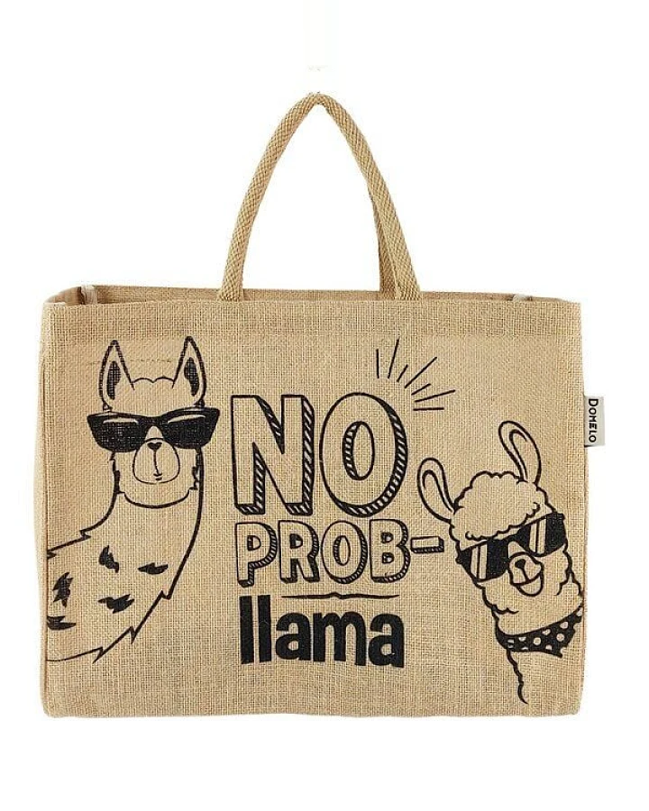 Domelo große Jute Einkaufskorb, Vegane Einkaufstasche nachhaltige Handtasche/ Shopper