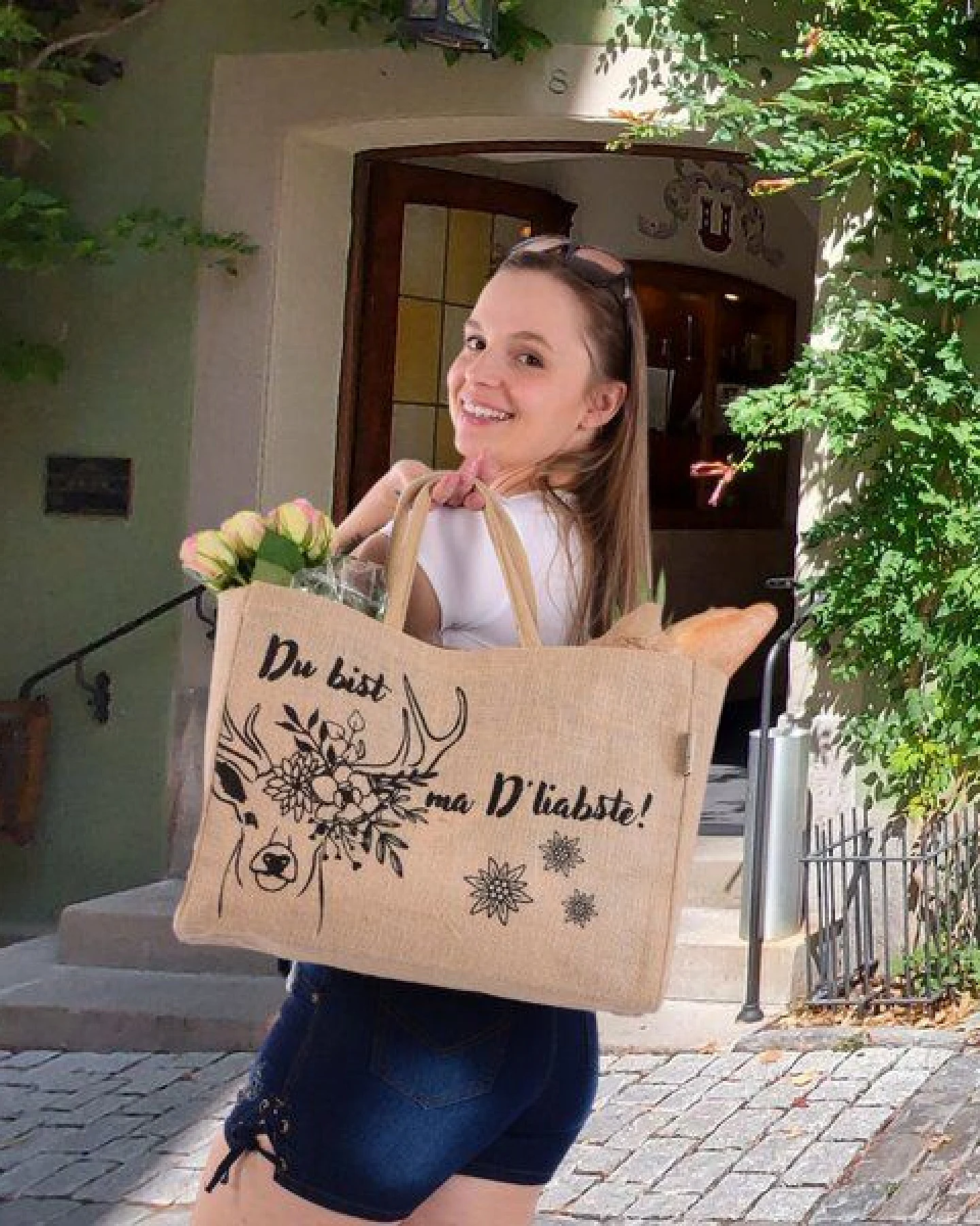 Domelo große Jute Einkaufskorb, Vegane Einkaufstasche nachhaltige Handtasche/ Shopper – Ansicht 2