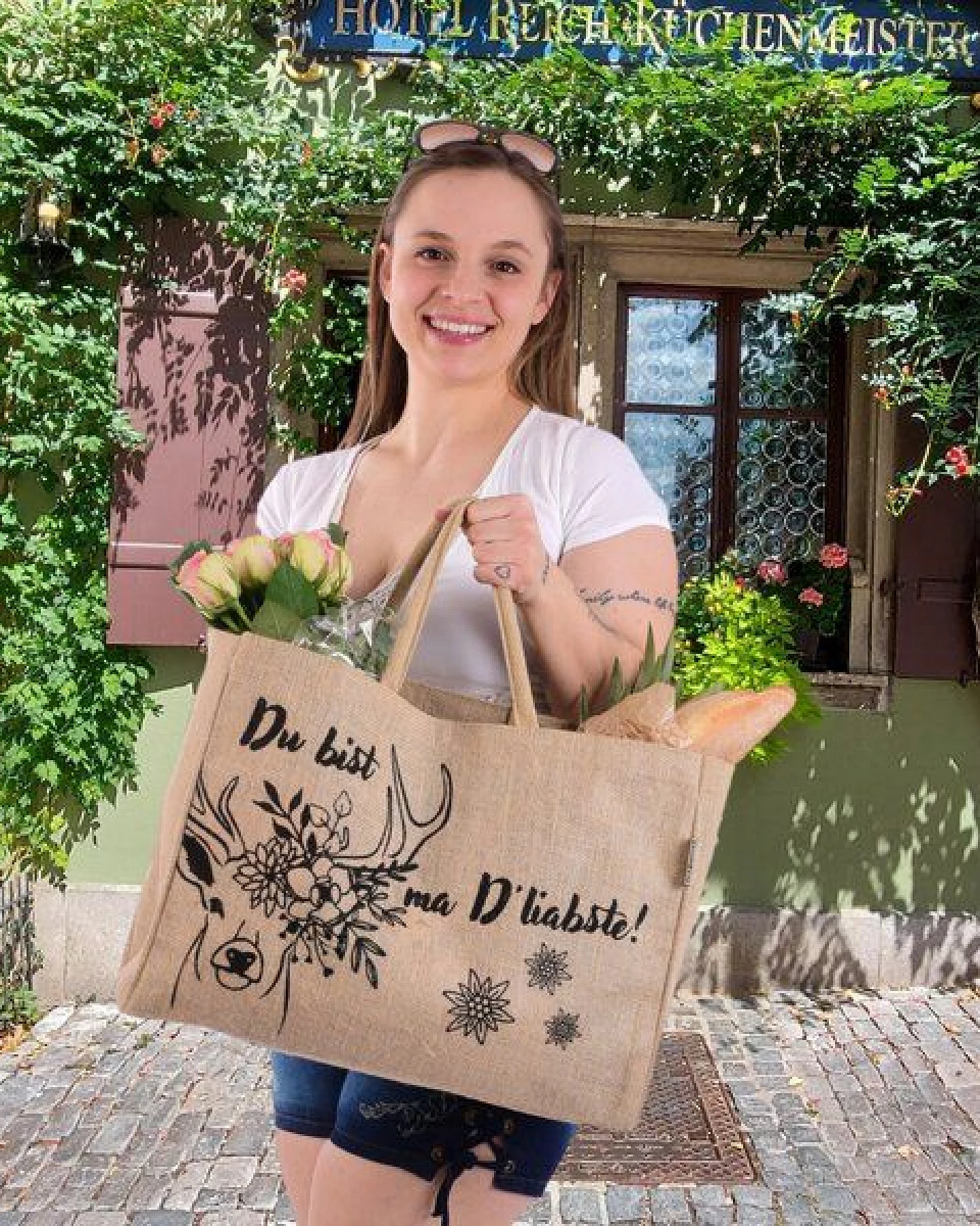 Domelo große Jute Einkaufskorb, Vegane Einkaufstasche nachhaltige Handtasche/ Shopper – Ansicht 4