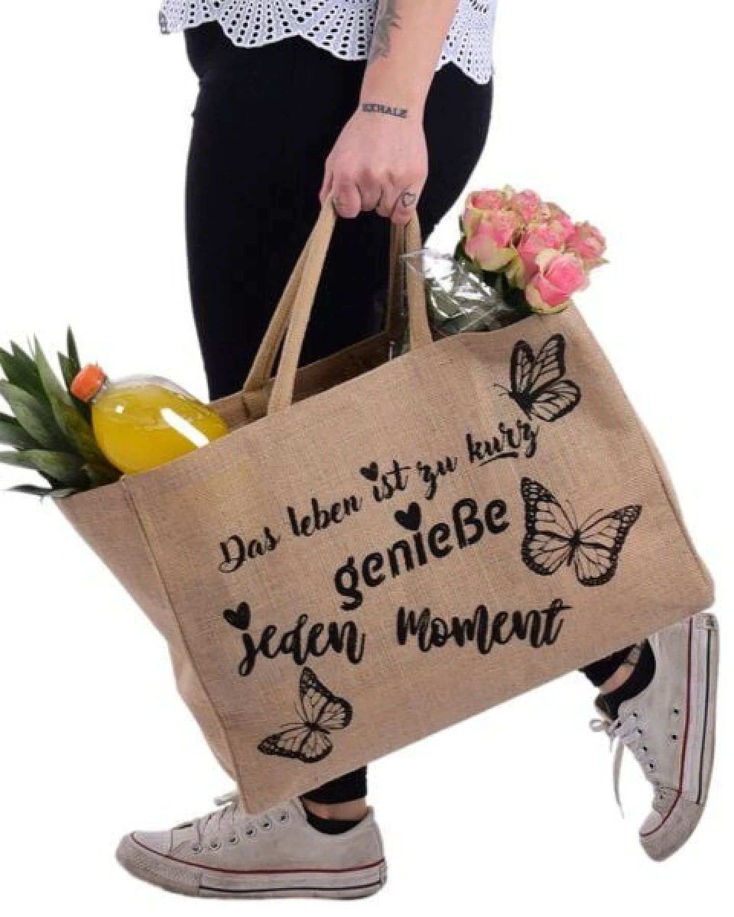 Domelo große Jute Einkaufskorb, Vegane Einkaufstasche nachhaltige Handtasche/ Shopper – Ansicht 4