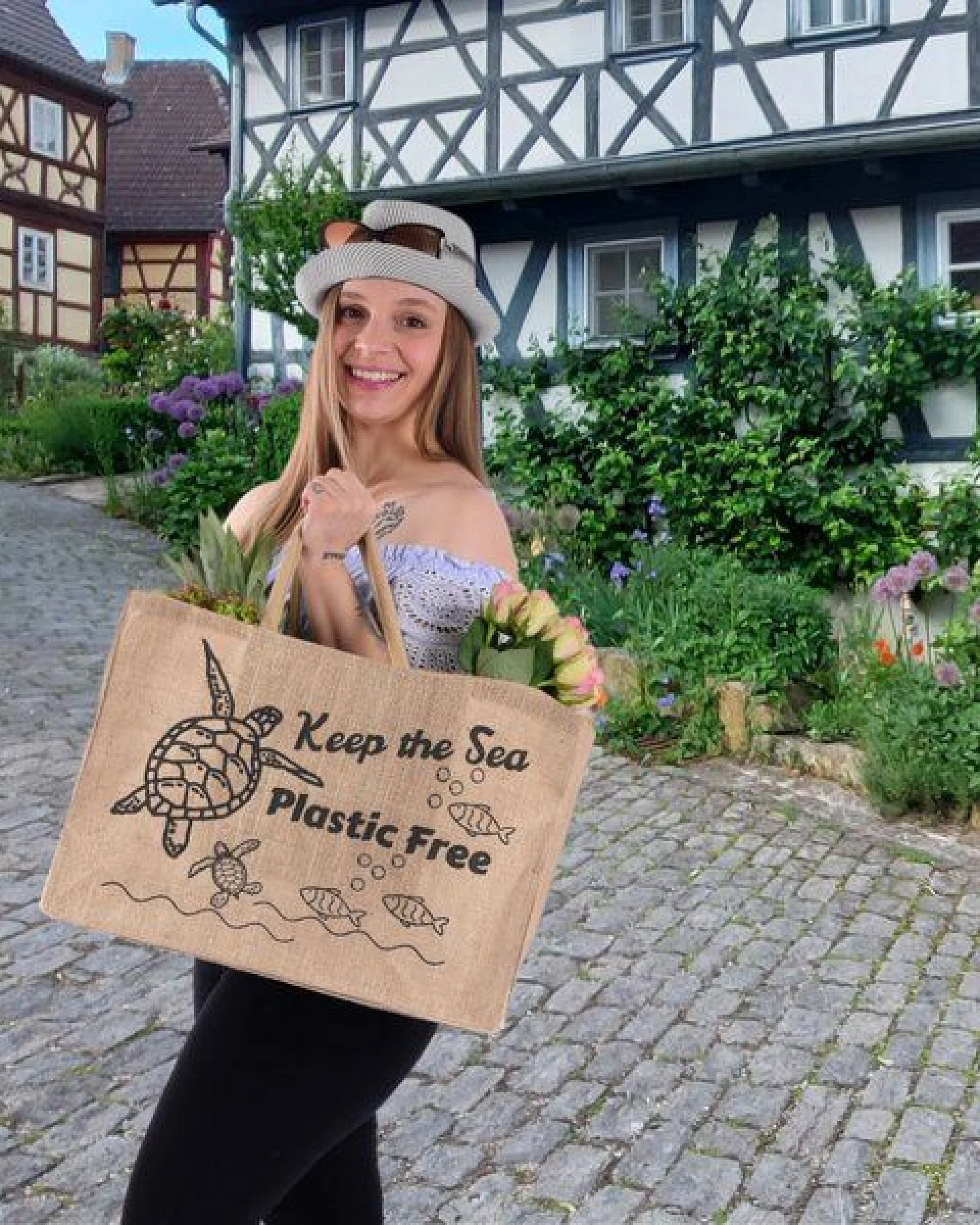 Domelo große Jute Einkaufskorb, Vegane Einkaufstasche Handtasche/ Shopper – Ansicht 2