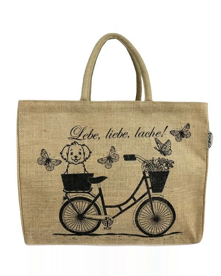 Domelo große Jute Einkaufskorb, Vegane Einkaufstasche nachhaltige Handtasche/ Shopper