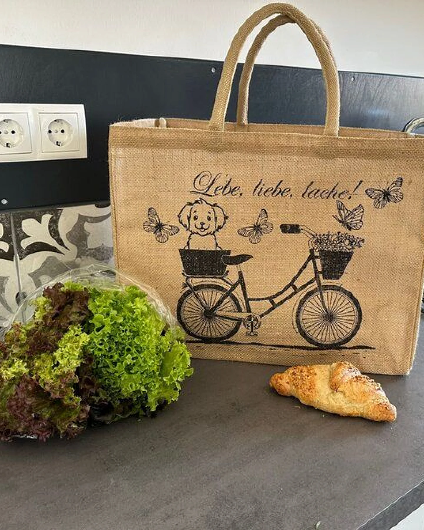 Domelo große Jute Einkaufskorb, Vegane Einkaufstasche nachhaltige Handtasche/ Shopper – Ansicht 2