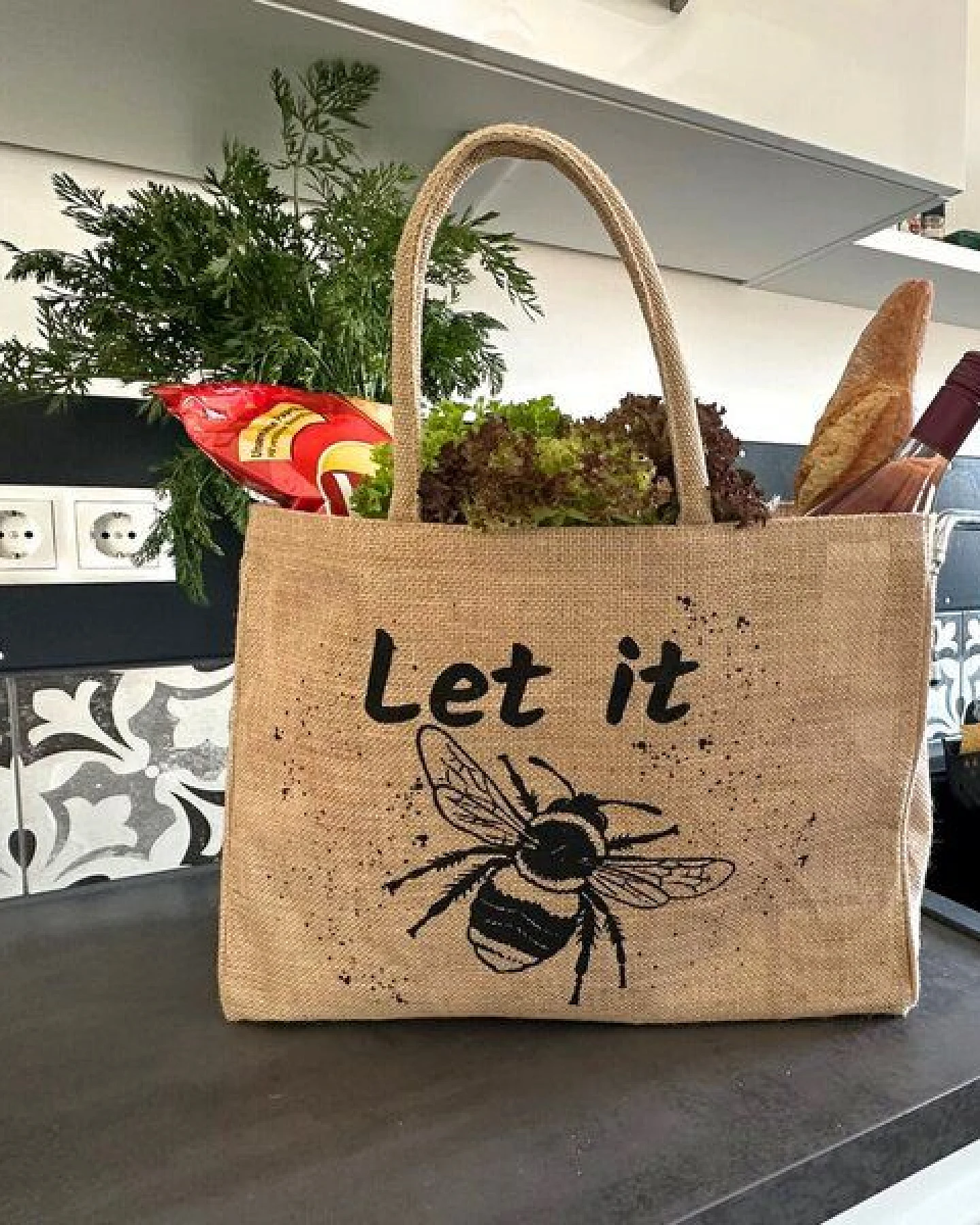 Domelo große Jute Einkaufskorb, Vegane Einkaufstasche nachhaltige Handtasche/ Shopper – Ansicht 4