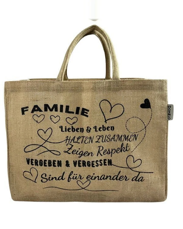 Domelo große Jute Einkaufskorb, Vegane Einkaufstasche nachhaltige Handtasche/ Shopper