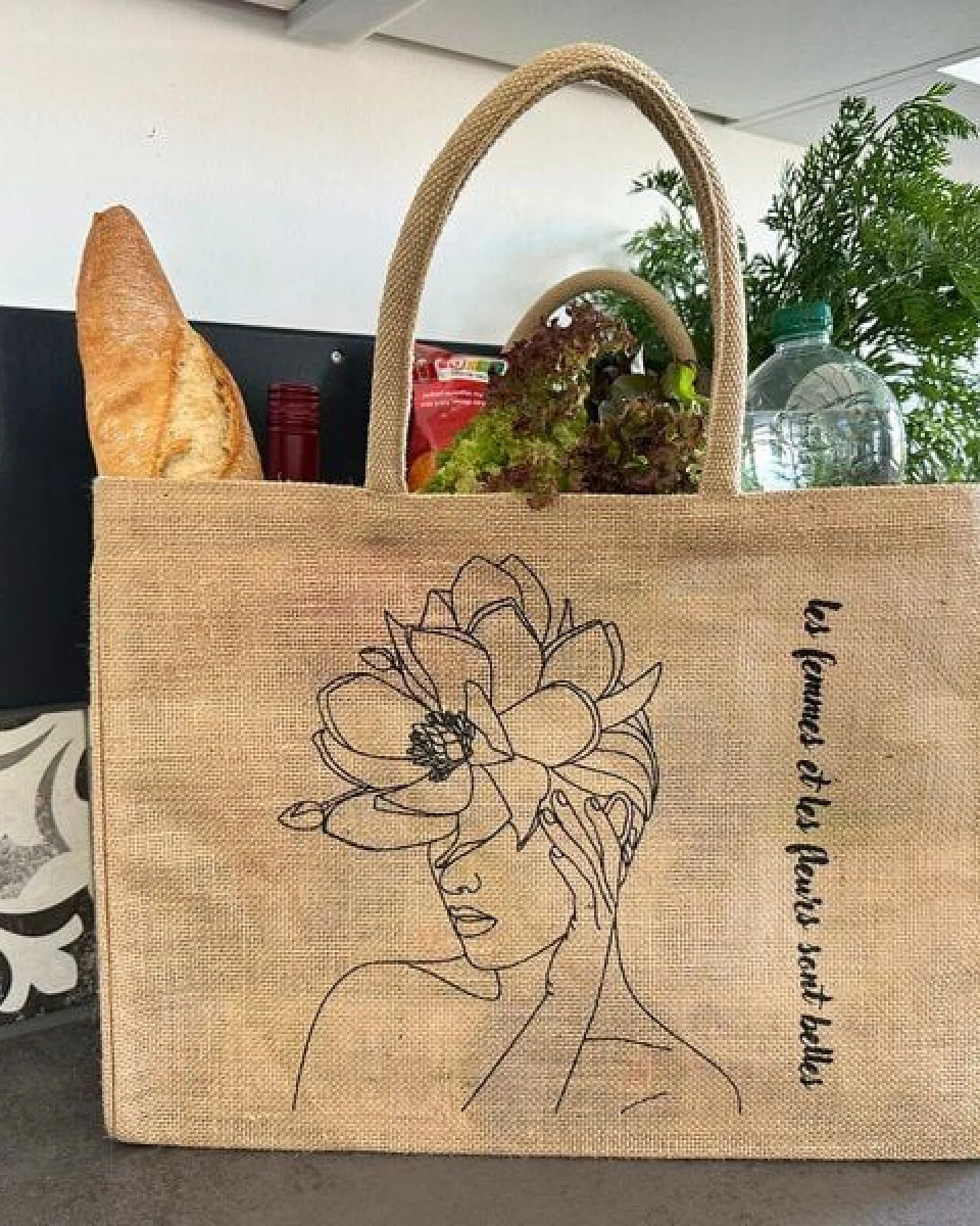Domelo große Jute Einkaufskorb, Vegane Einkaufstasche nachhaltige Handtasche/ Shopper – Ansicht 4