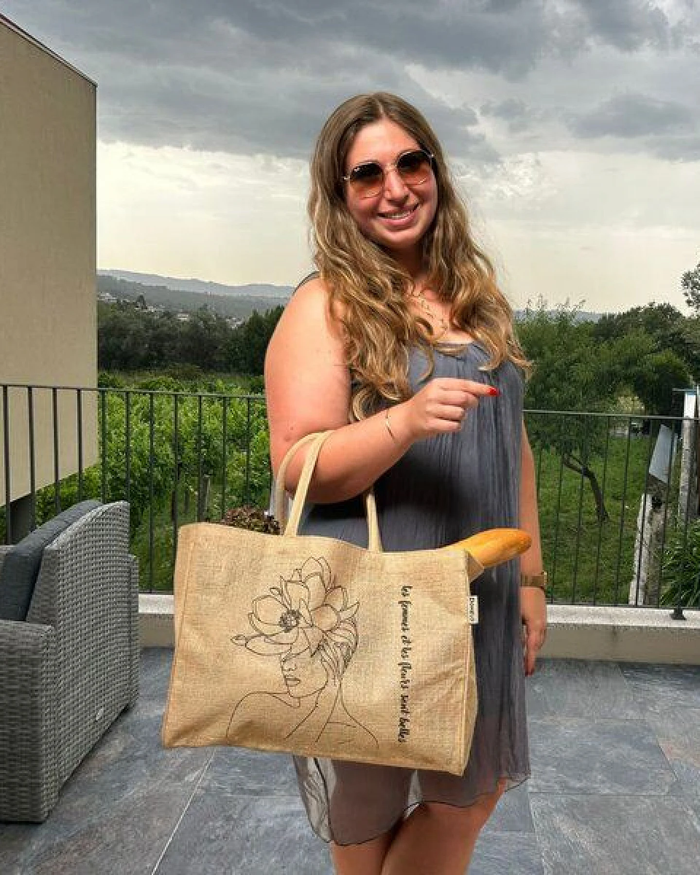 Domelo große Jute Einkaufskorb, Vegane Einkaufstasche nachhaltige Handtasche/ Shopper – Ansicht 2