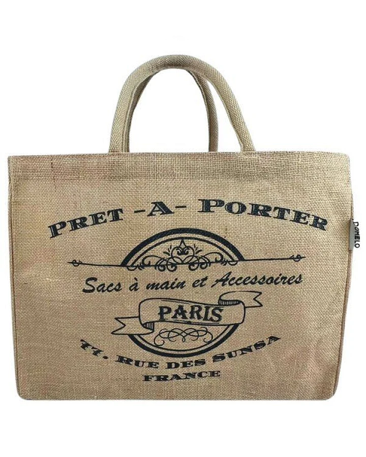 Domelo große Jute Einkaufskorb, Vegane Einkaufstasche nachhaltige Handtasche/ Shopper