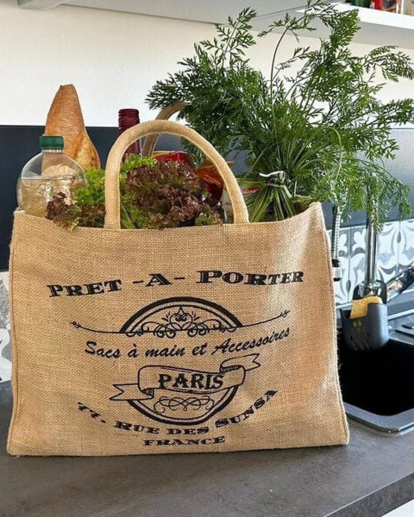 Domelo große Jute Einkaufskorb, Vegane Einkaufstasche nachhaltige Handtasche/ Shopper – Ansicht 4