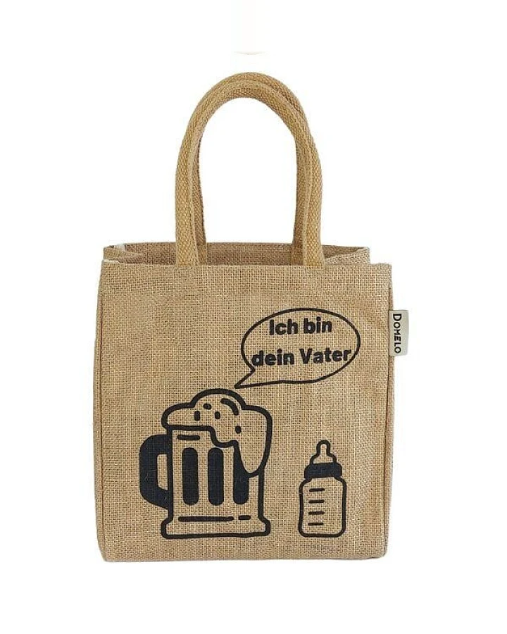 Domelo Jute Einkaufstasche, Flaschenträger mit 6 Fächer. 100% Vegane Bierflaschenträge