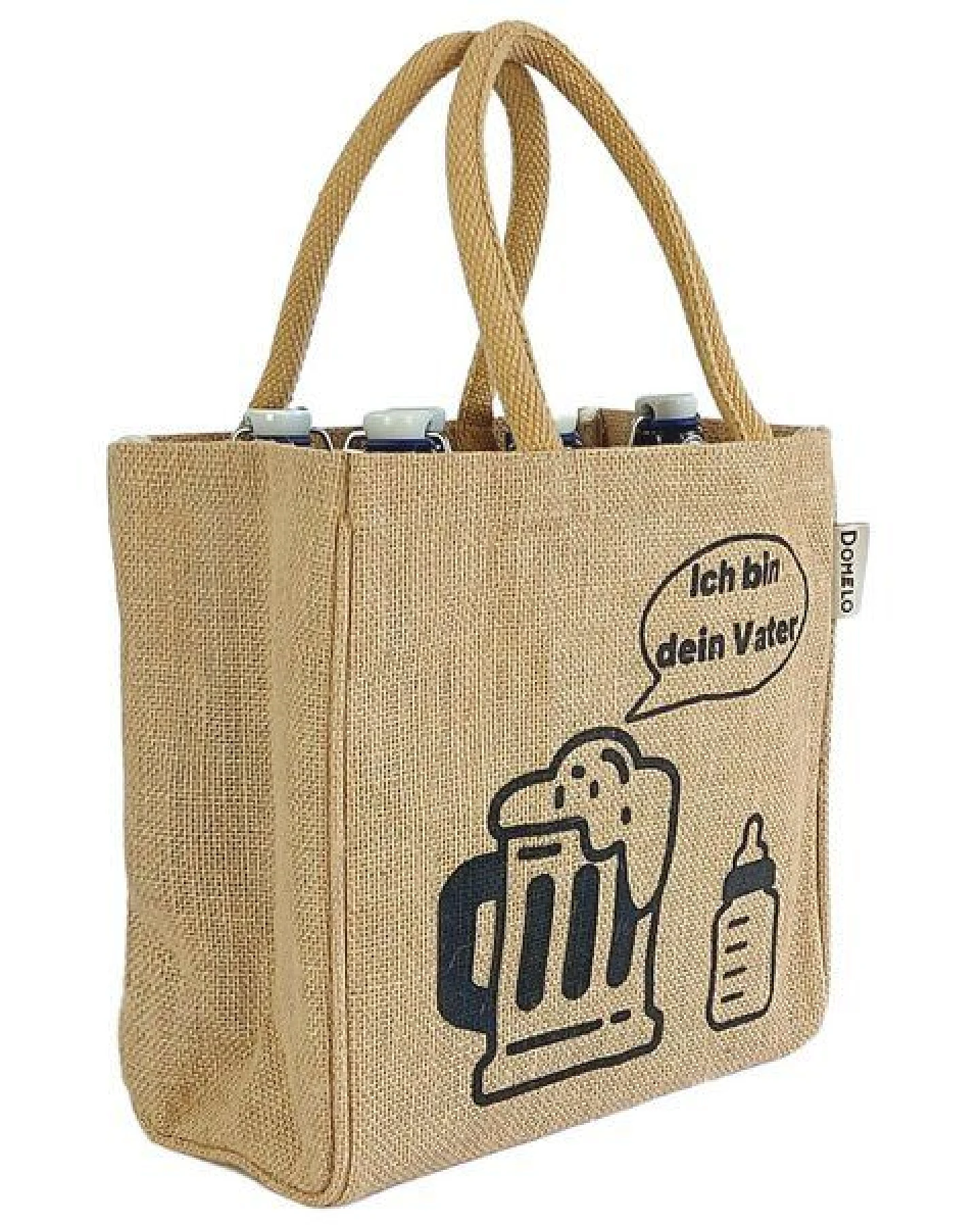 Domelo Jute Einkaufstasche, Flaschenträger mit 6 Fächer. 100% Vegane Bierflaschenträge – Ansicht 4