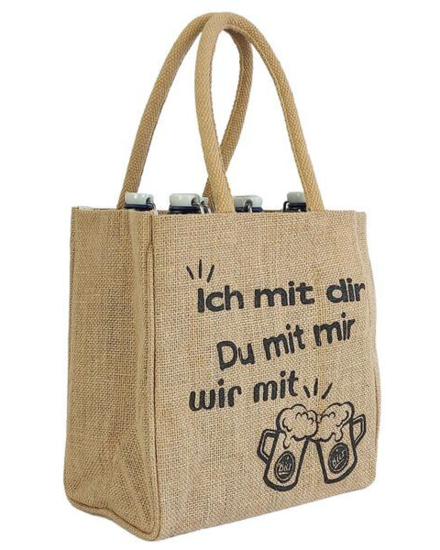 Domelo Jute Einkaufstasche, Flaschenträger mit 6 Fächer. 100% Vegane Bierflaschenträge – Ansicht 3
