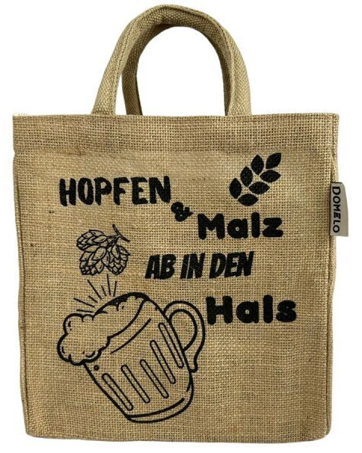 Domelo Jute Einkaufstasche, Flaschenträger mit 6 Fächer. 100% Vegane Bierflaschenträge