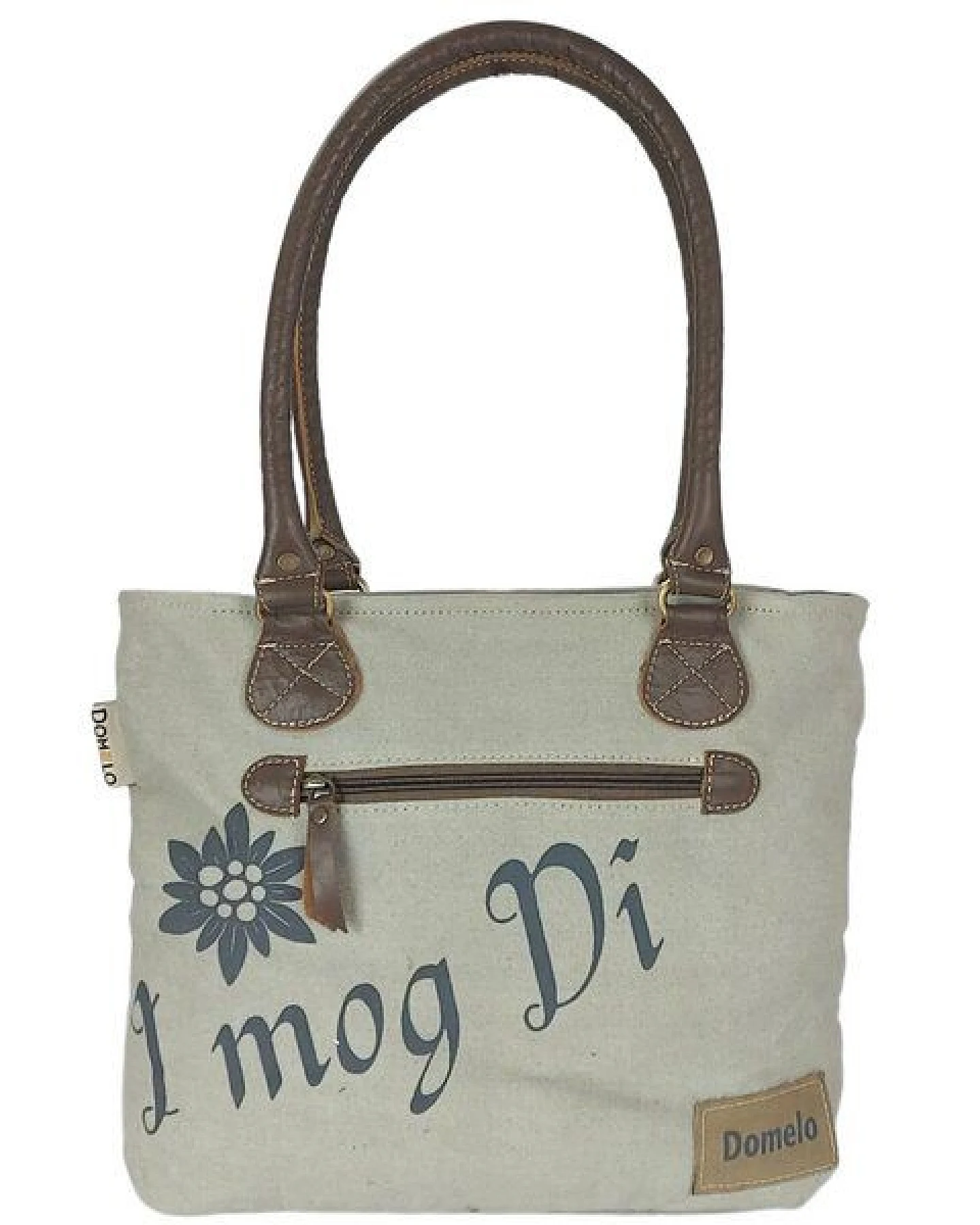 Domelo Canvas Handtasche. Schultertasche in beige/braun mit Hirsch-Motiv – Ansicht 4