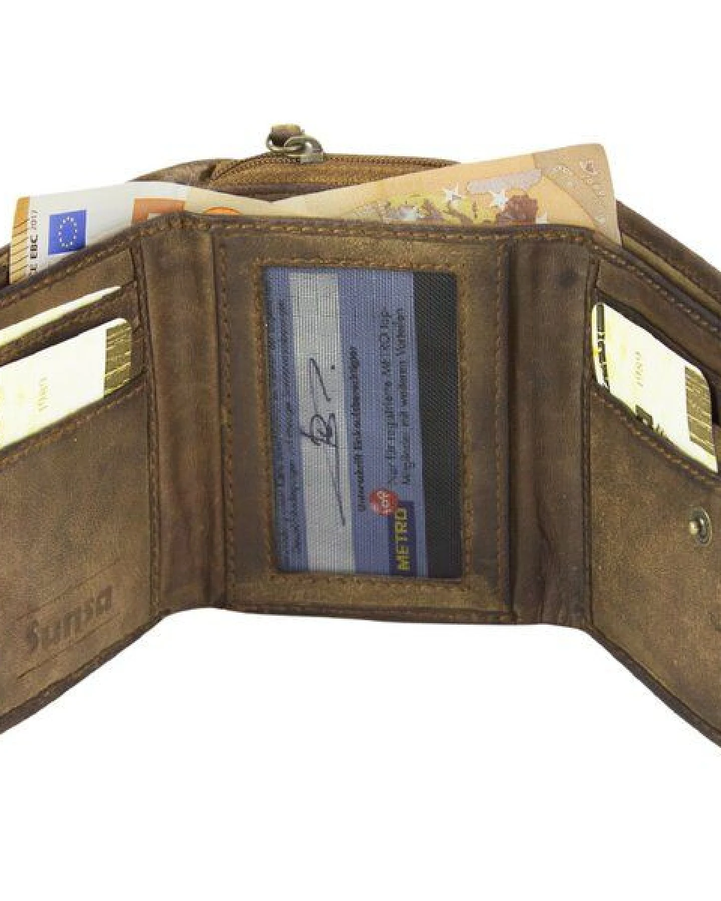Sunsa Leder Geldbörse Vintage Portemonnaie, Damen Brieftasche – Ansicht 4