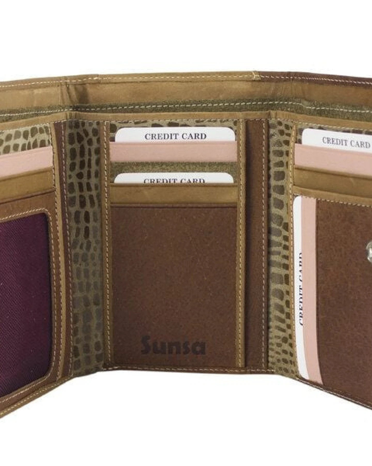 Sunsa Leder Damen Geldbörse Portemonnaie Brieftasche großer Geldbeutel – Ansicht 3