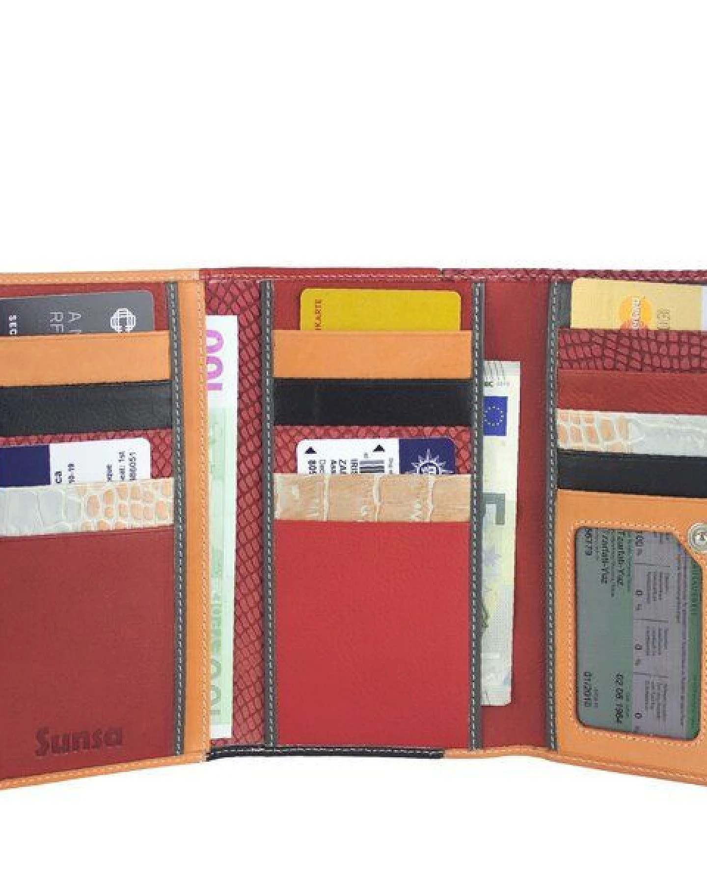 Sunsa Leder Geldbörse Damen Portemonnaie Brieftasche großer Geldbeutel – Ansicht 2