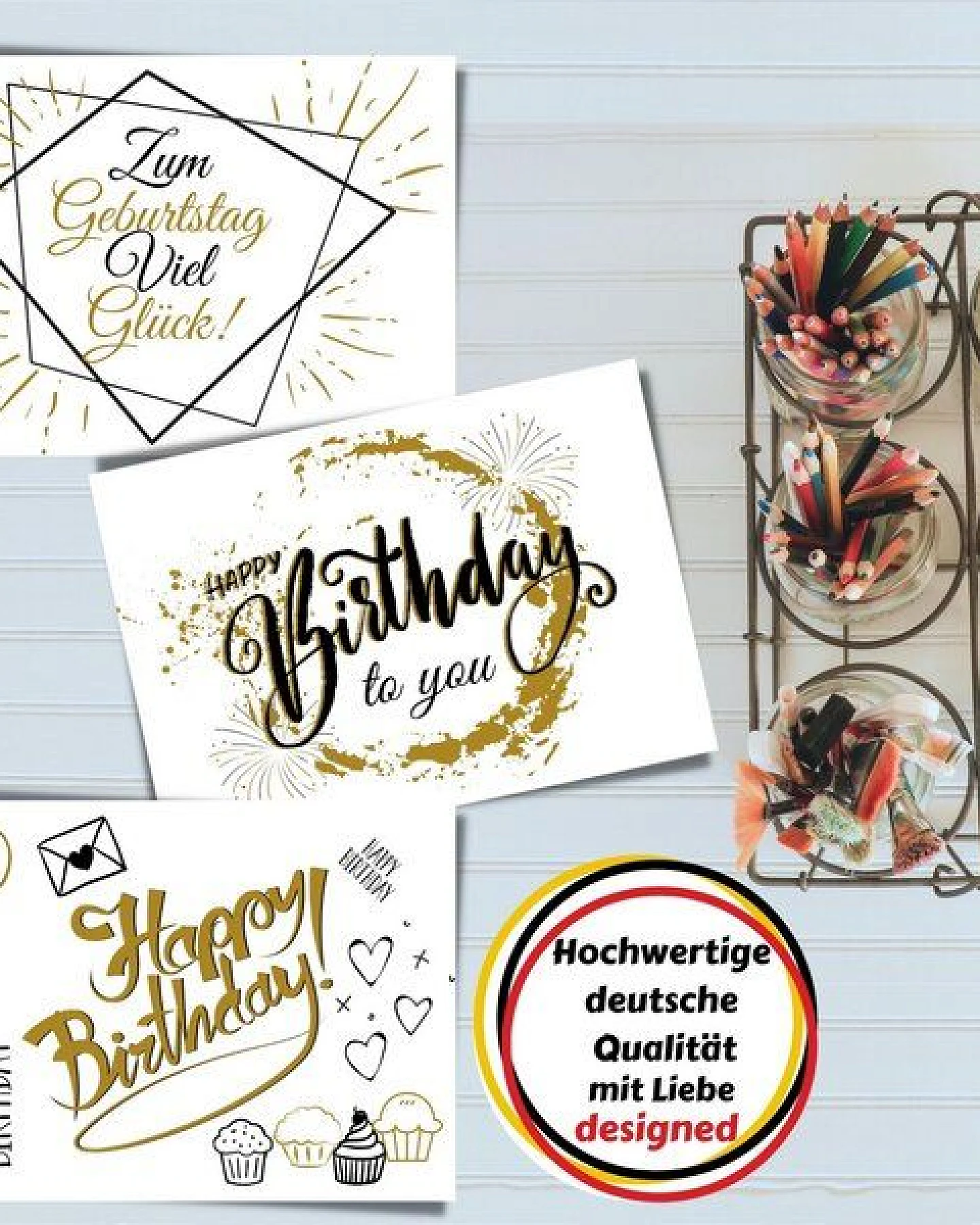 Domelo 12er Set Geburtstagskarten mit Umschlag Glückwunschkarten Postkarte als Grußkarten – Ansicht 2