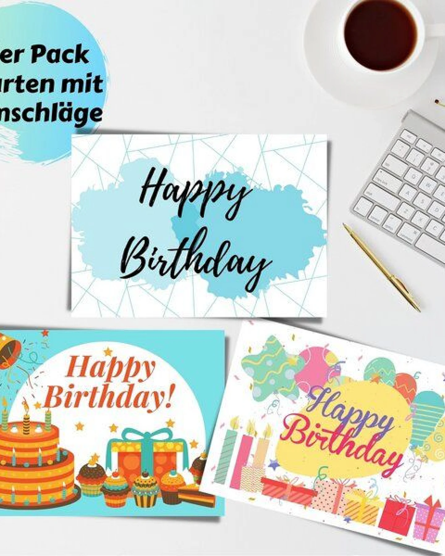 Domelo 15er Set Geburtstagskarten mit Umschlag Glückwunschkarten Postkarte als Grußkarten – Ansicht 3