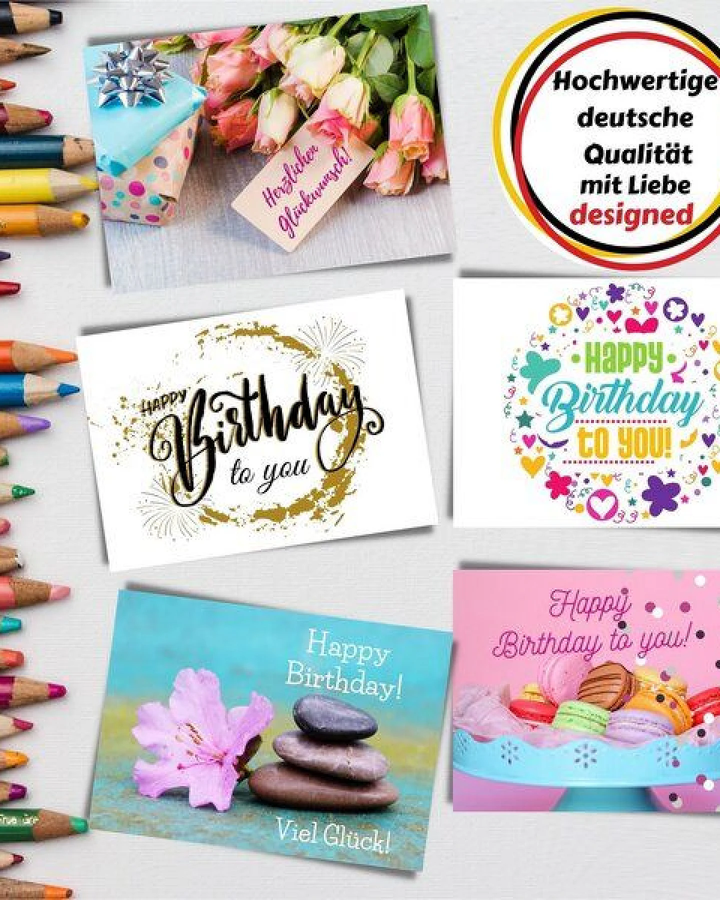 Domelo 15er Set Geburtstagskarten mit Umschlag Glückwunschkarten Postkarte als Grußkarten – Ansicht 2