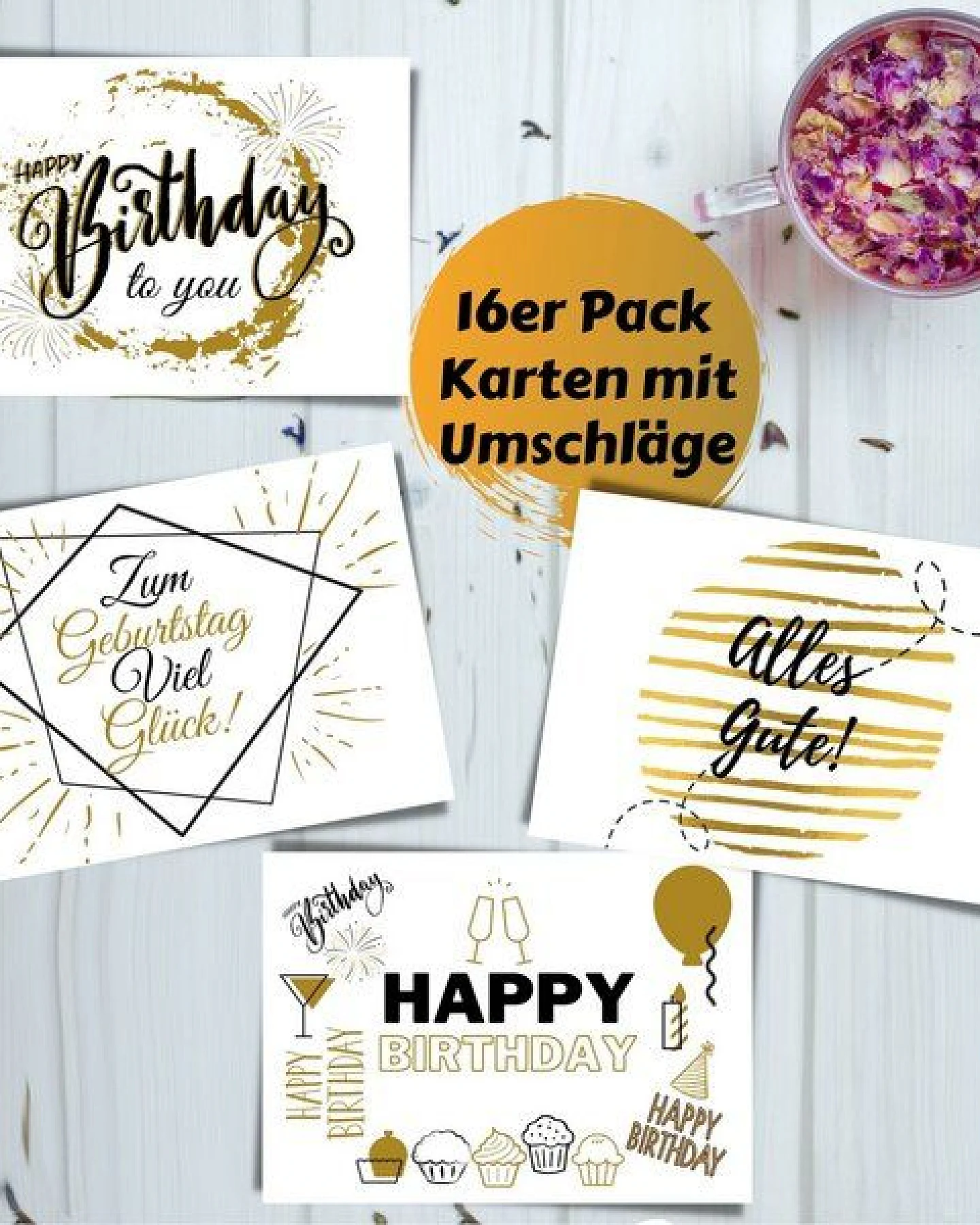 Domelo 16er Set Geburtstagskarten mit Umschlag Glückwunschkarten Postkarte als Grußkarten – Ansicht 4
