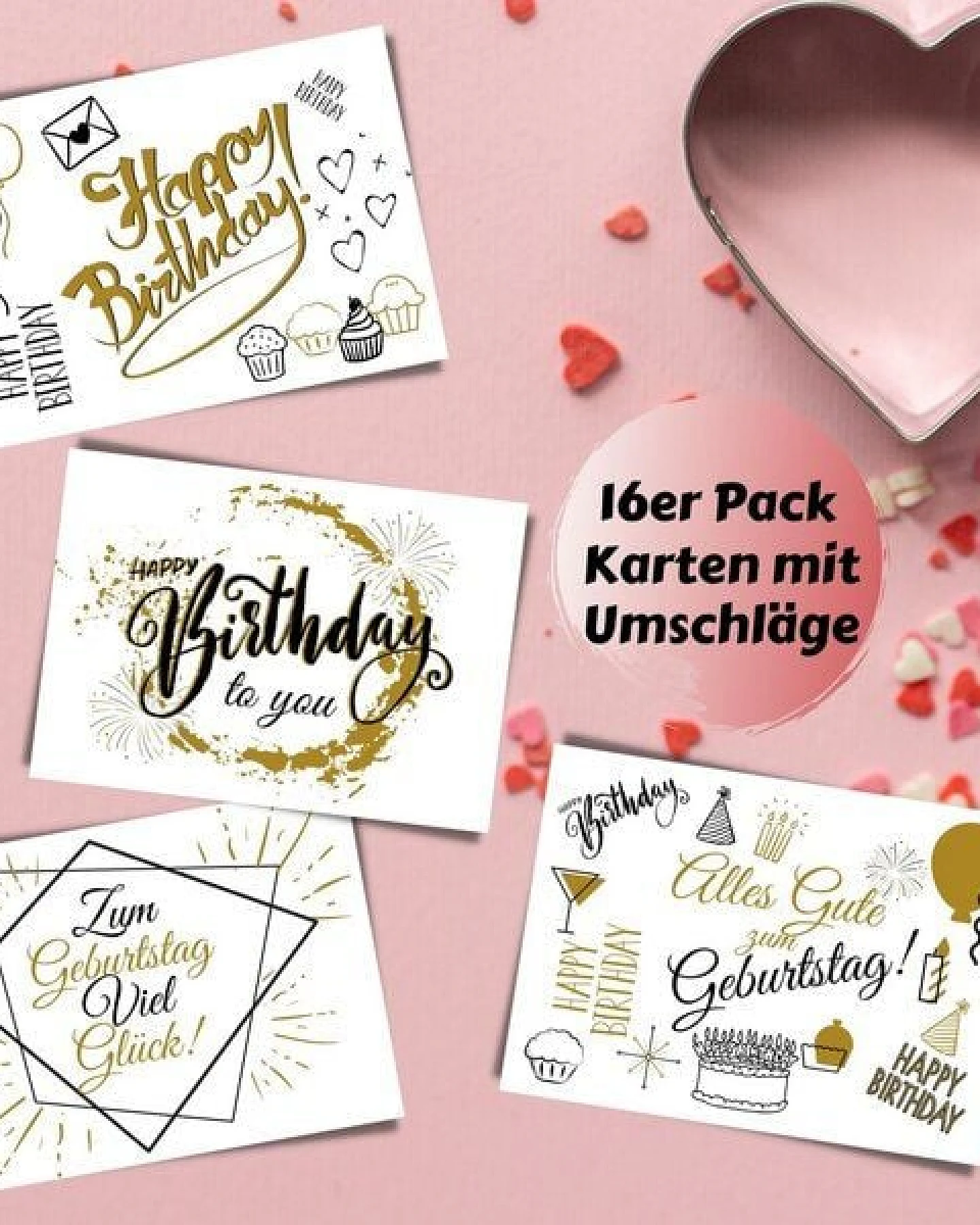 Domelo 16er Set Geburtstagskarten mit Umschlag Glückwunschkarten Postkarte als Grußkarten – Ansicht 4