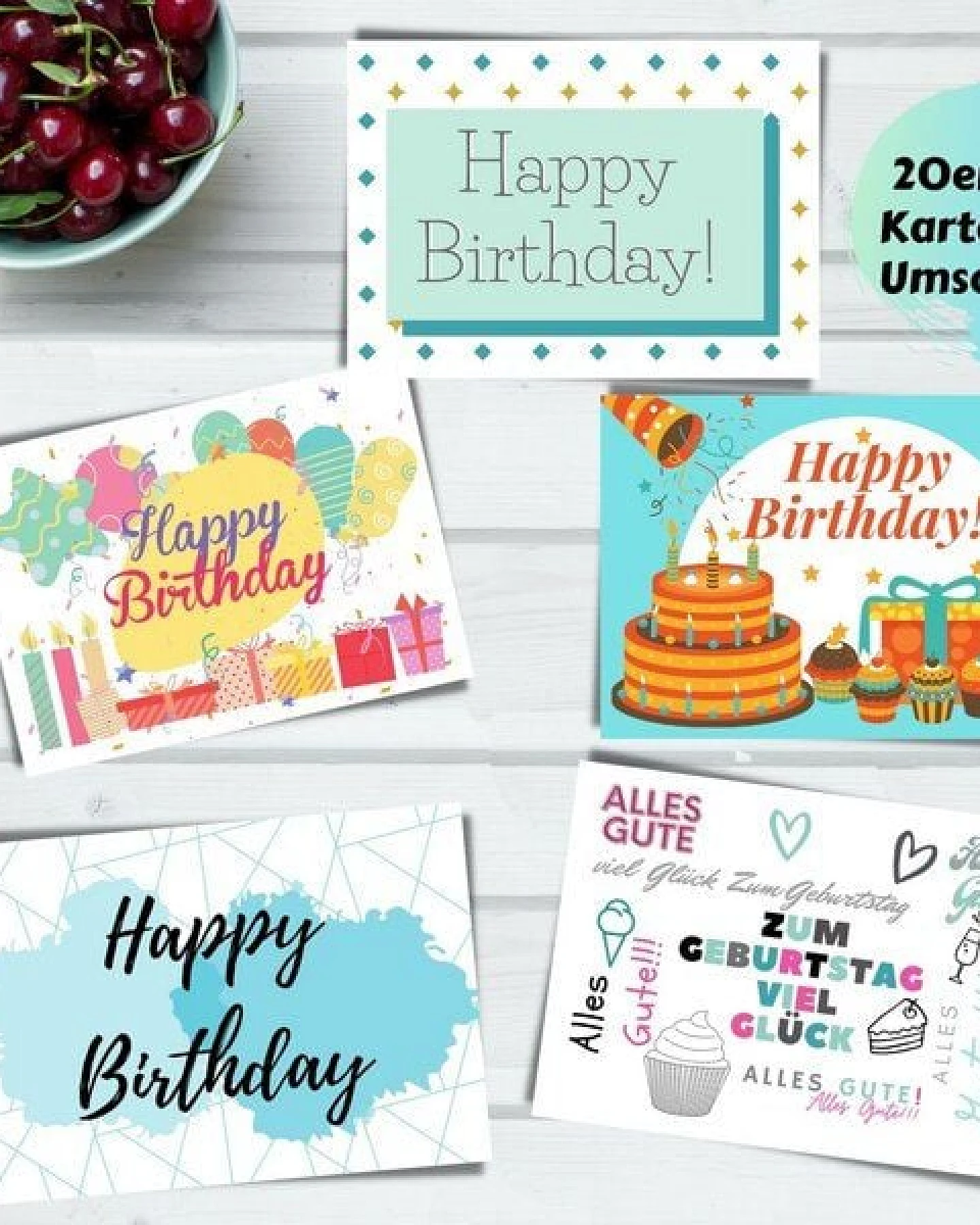 Domelo 20er Set Geburtstagskarten mit Umschlag Glückwunschkarten Postkarte als Grußkarten – Ansicht 3