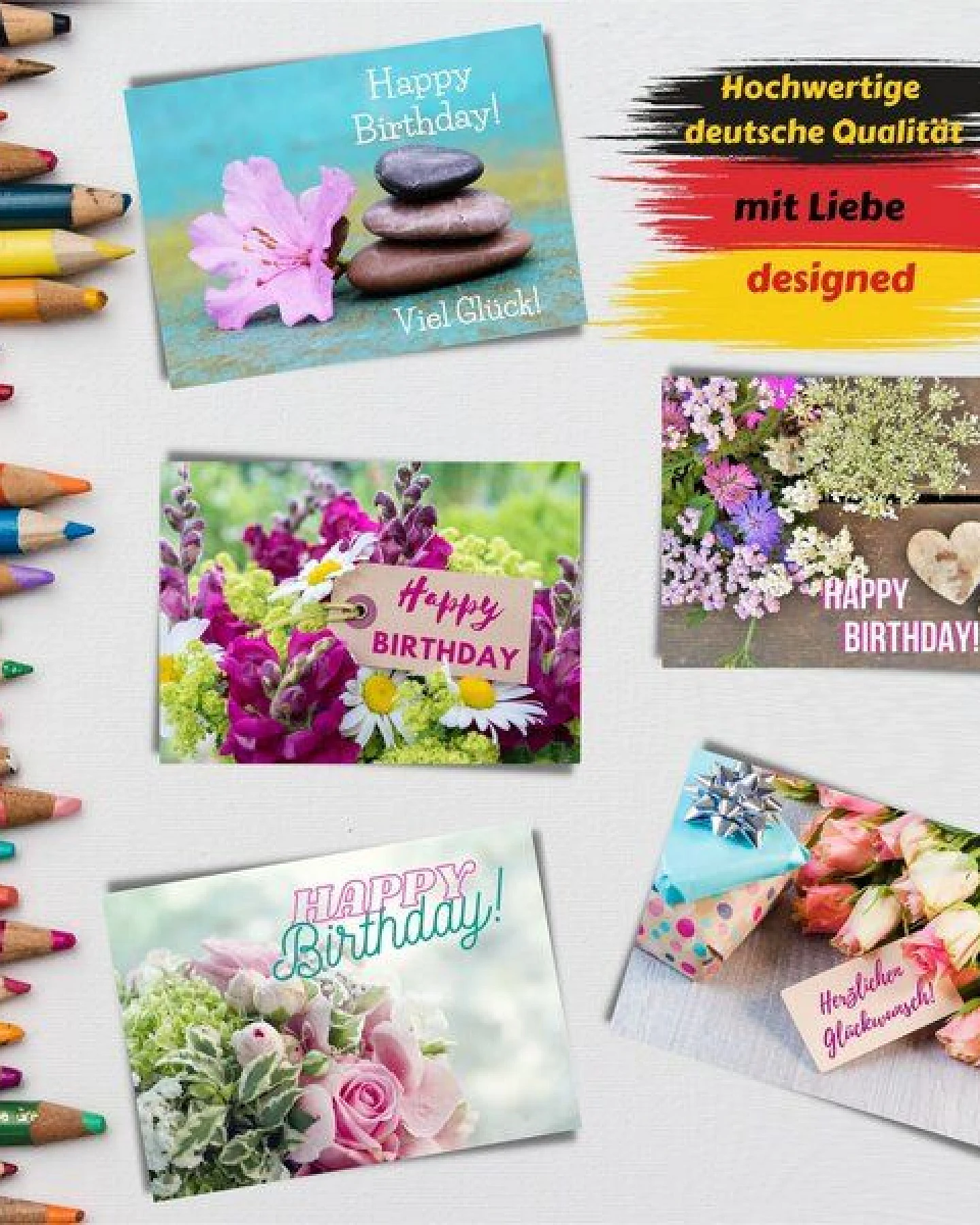 Domelo 20er Set Geburtstagskarten mit Umschlag Glückwunschkarten Postkarte als Grußkarten – Ansicht 2