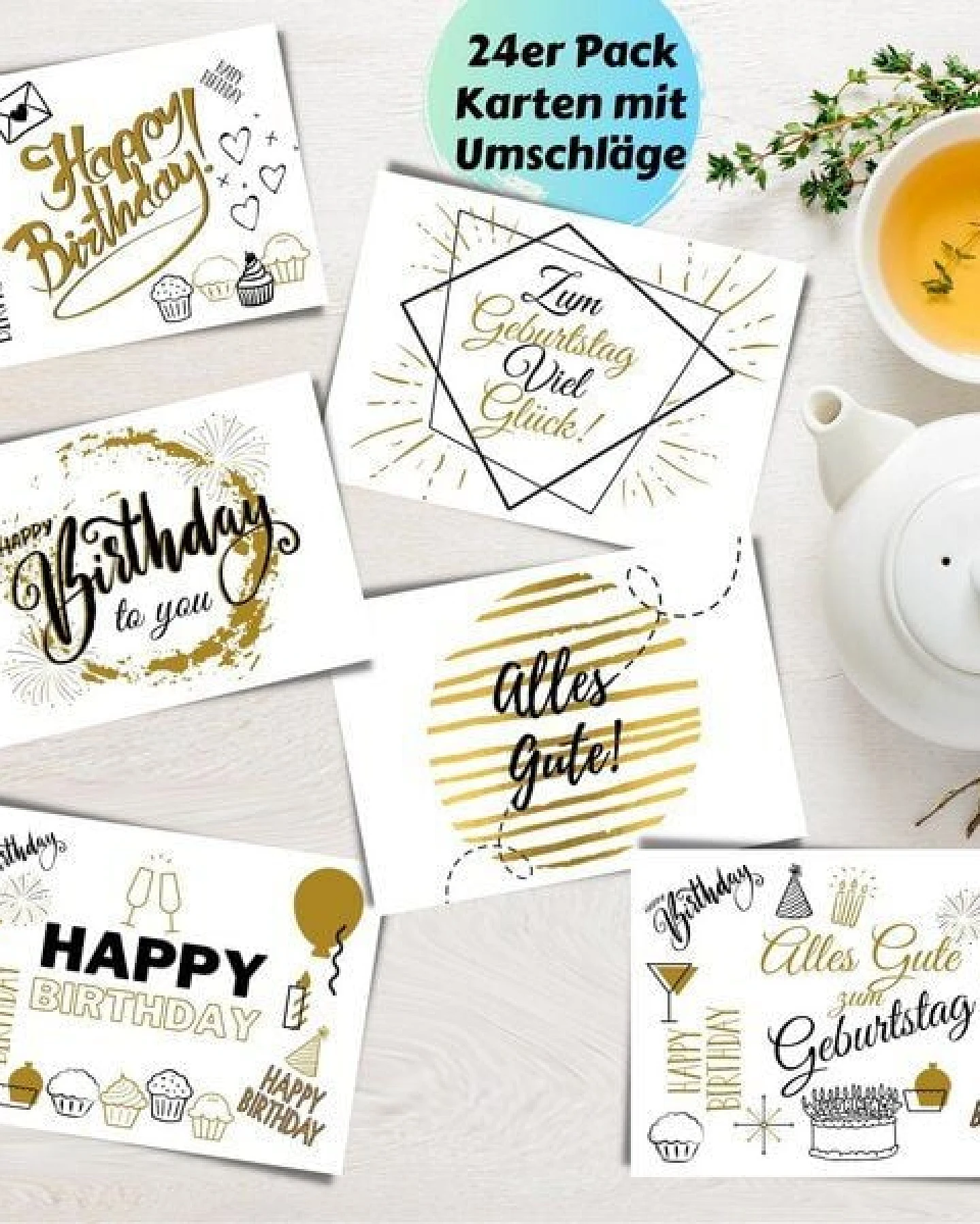Domelo 24er Set Geburtstagskarten mit Umschlag Glückwunschkarten Postkarte als Grußkarten – Ansicht 4