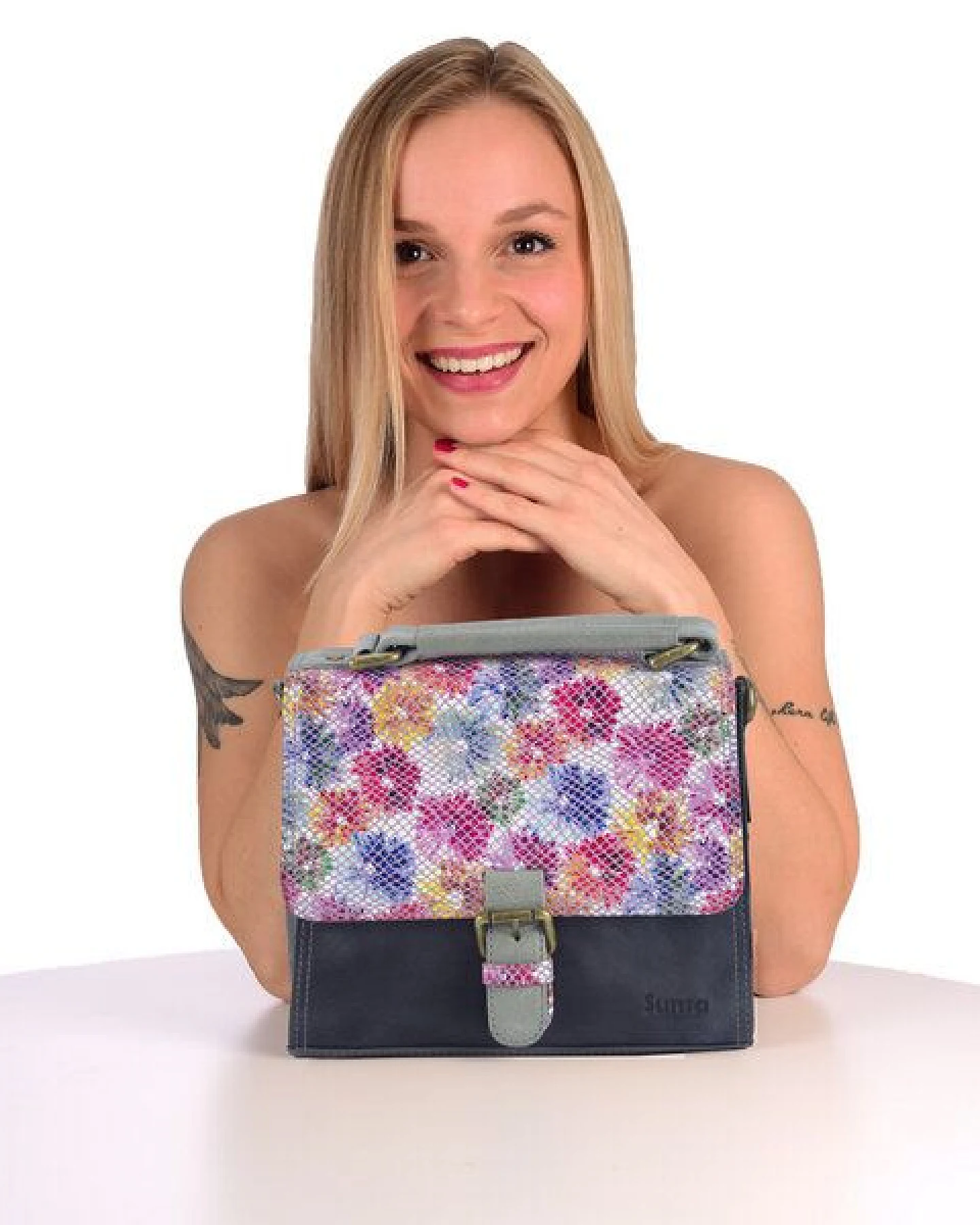 Sunsa Ledertasche bunte Lederresten Umhängetasche – Ansicht 2