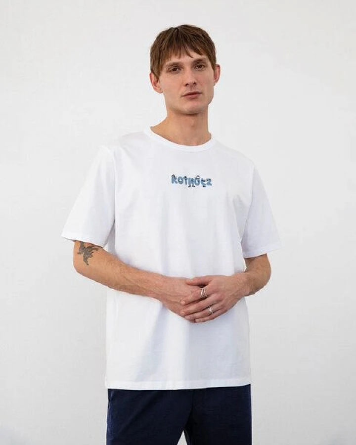 Rotholz Logo Print T-shirt Bio Baumwolle - Weiß