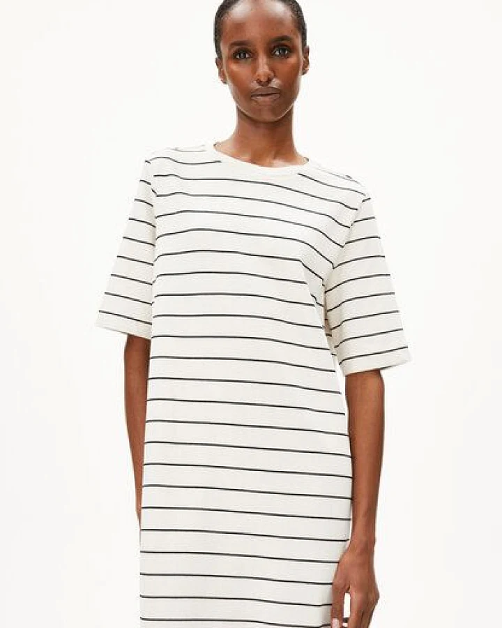 ARMEDANGELS XELINAA FINE STRIPE Damen Heavyweight Jerseykleid aus recyceltem Baumwoll Mix