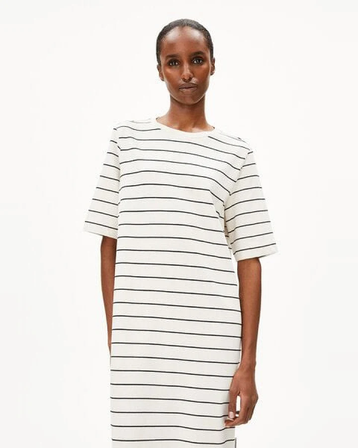 ARMEDANGELS XELINAA FINE STRIPE Damen Heavyweight Jerseykleid aus recyceltem Baumwoll Mix
