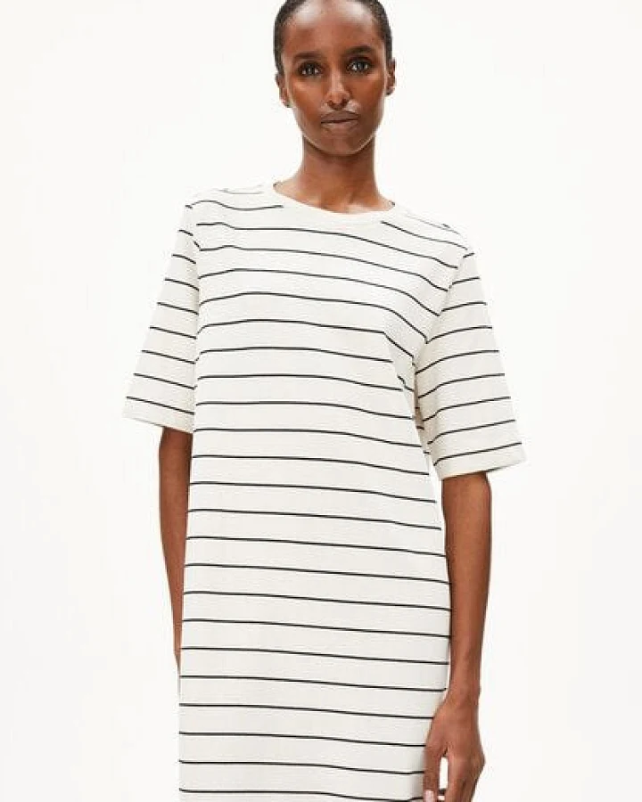 ARMEDANGELS XELINAA FINE STRIPE Damen Heavyweight Jerseykleid aus recyceltem Baumwoll Mix
