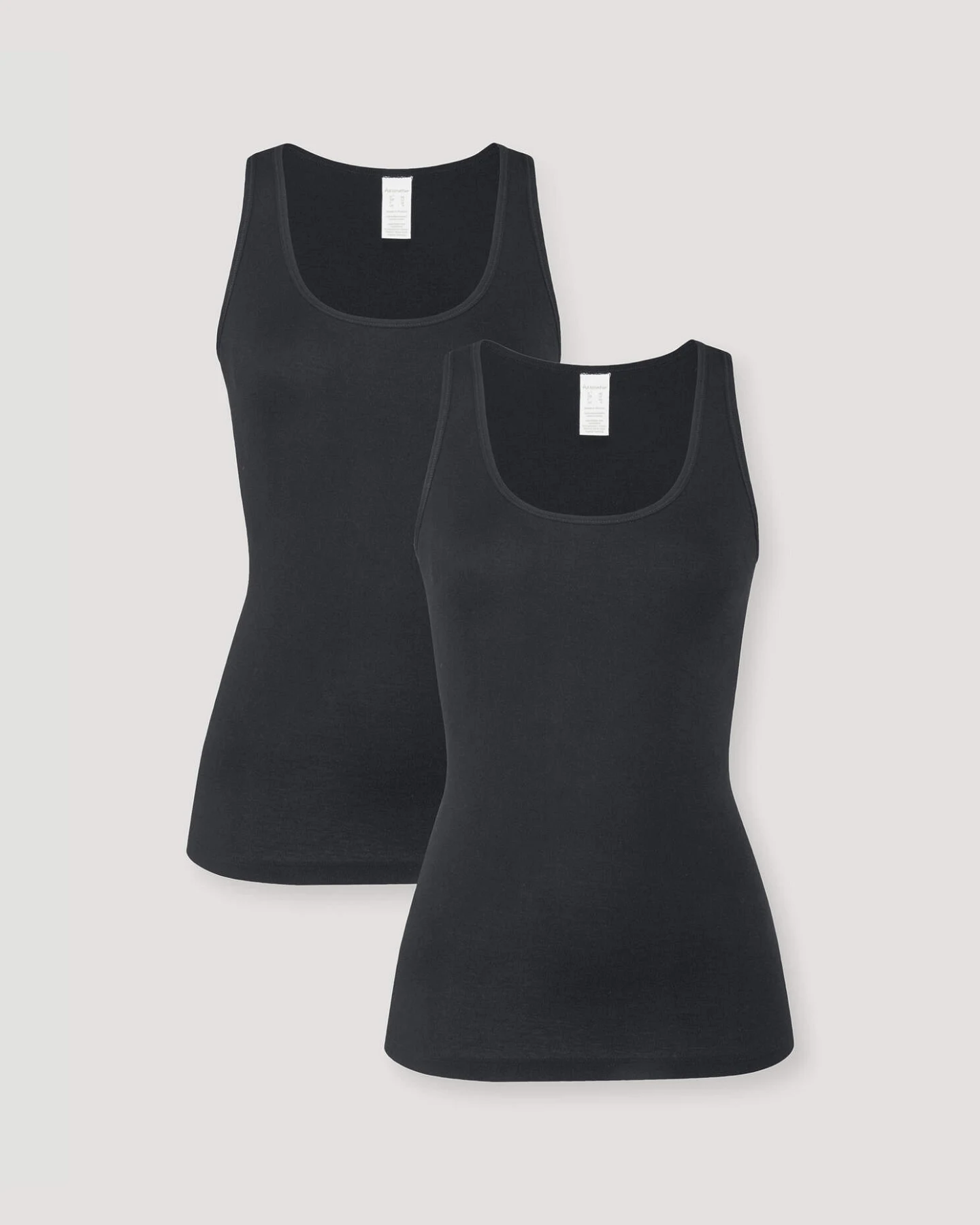 hessnatur Damen Rundhals Tanktop im 2-Pack PURE COTTON aus Bio-Baumwolle - schwarz - Größe 34 – Ansicht 3
