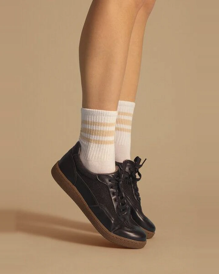 AGAZI NOMAD MOON – schwarze Turnschuhe aus Weizenkornleder und Leinen