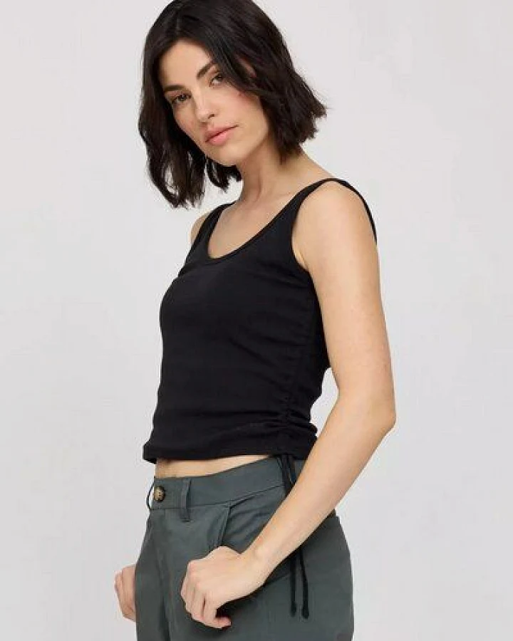 Mazine Ribbed Tank Top w Gathering - aus Biobaumwolle
