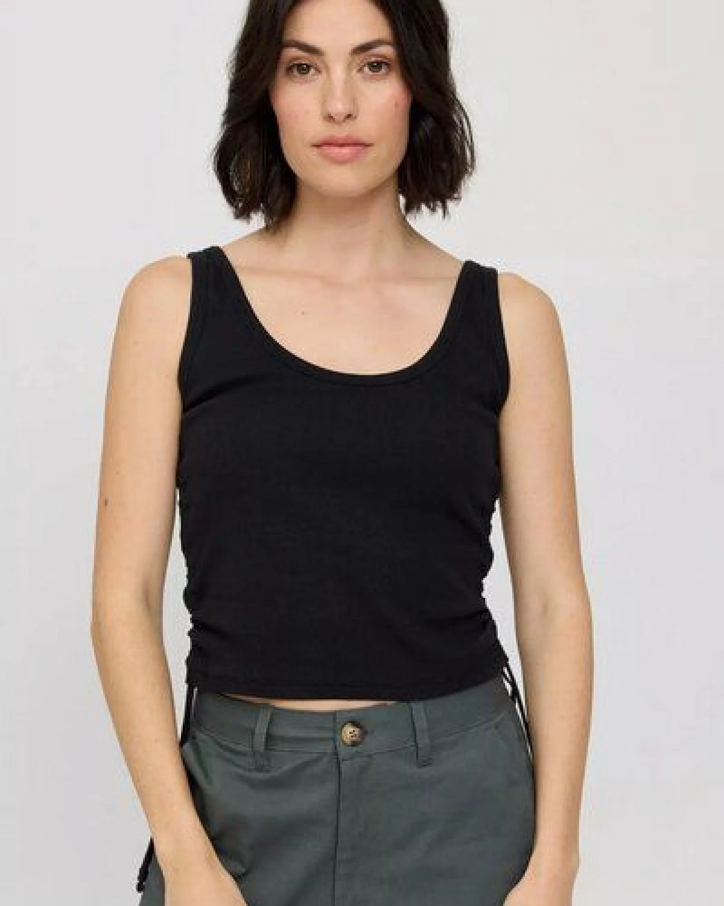 Mazine Ribbed Tank Top w Gathering - aus Biobaumwolle – Ansicht 2