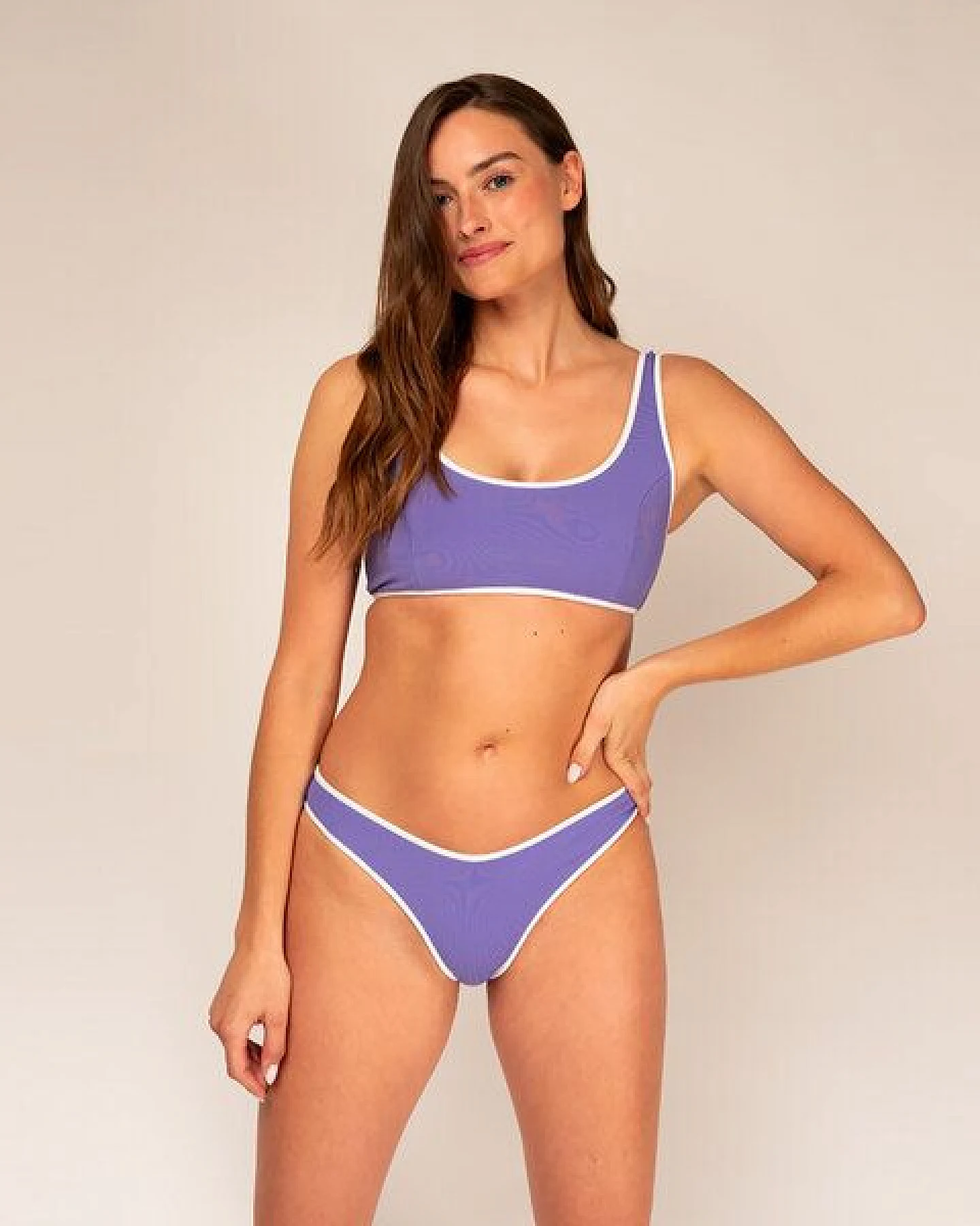 Woodlike Ocean Contour Cheeky Bikini Pant - wendebar weiß / rose brown / lila – Ansicht 3