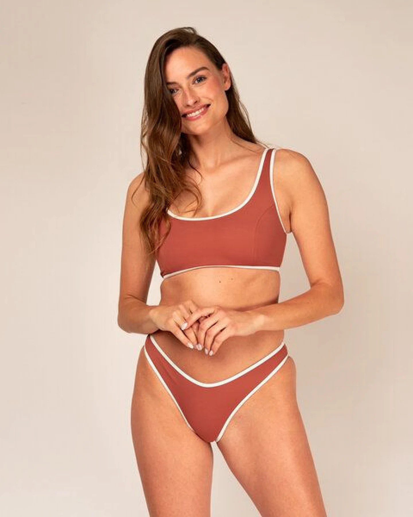 Woodlike Ocean Contour Cheeky Bikini Pant - wendebar weiß / rose brown / lila – Ansicht 3