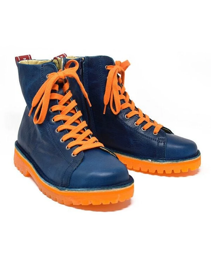 Grünbein Shoes Schnürboots Noa II lose Einlage blau-orange