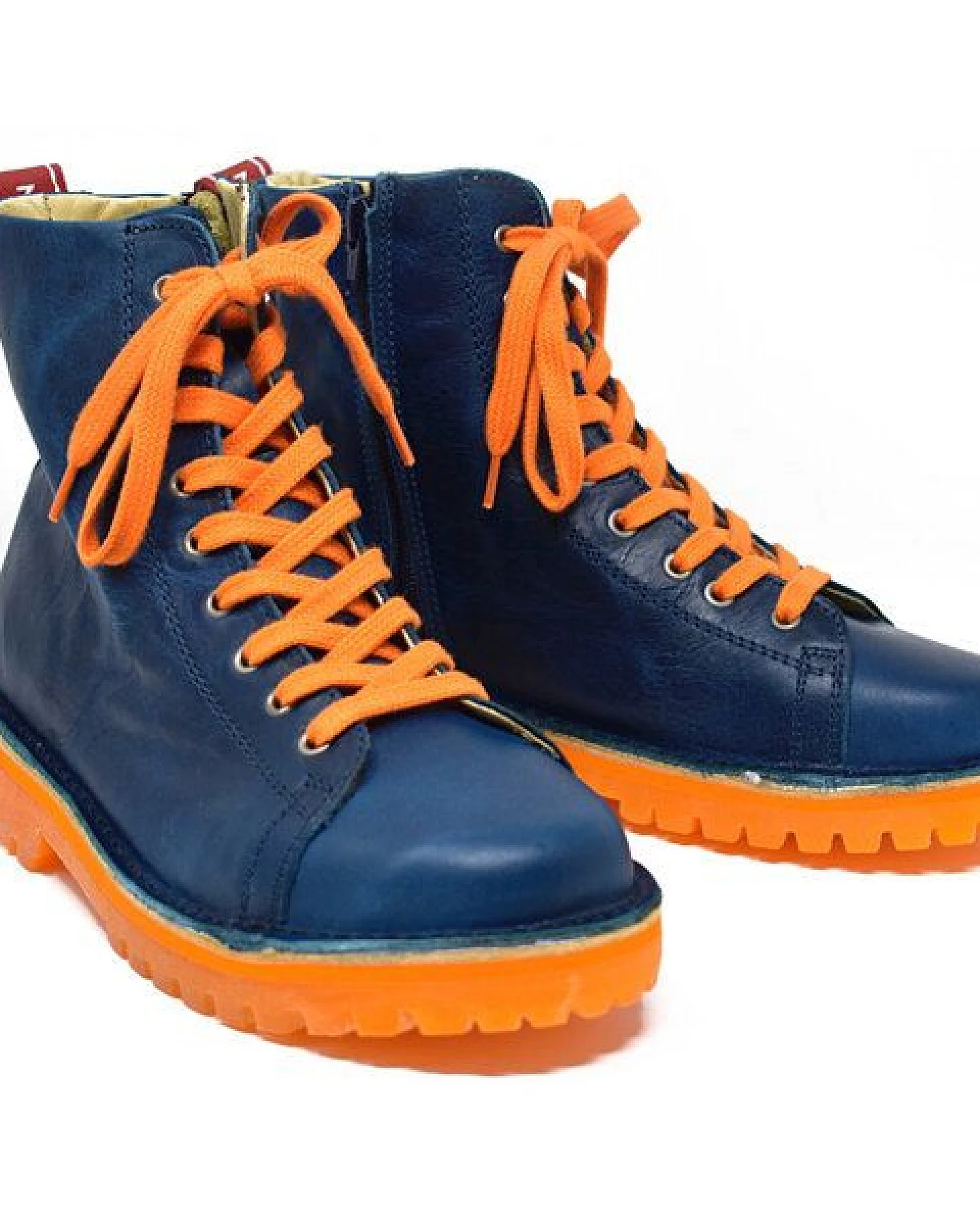 Grünbein Shoes Schnürboots Noa II lose Einlage blau-orange – Ansicht 2