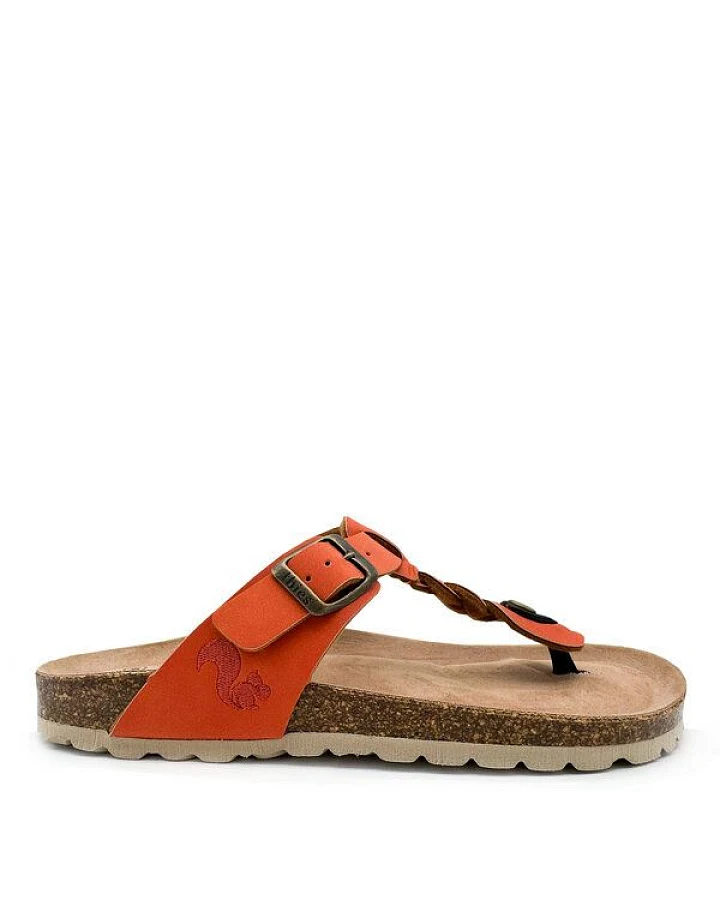 Vegane thies ® Eco Thong Braid Sandale aus rec. PET mit Kork-Tieffussbett